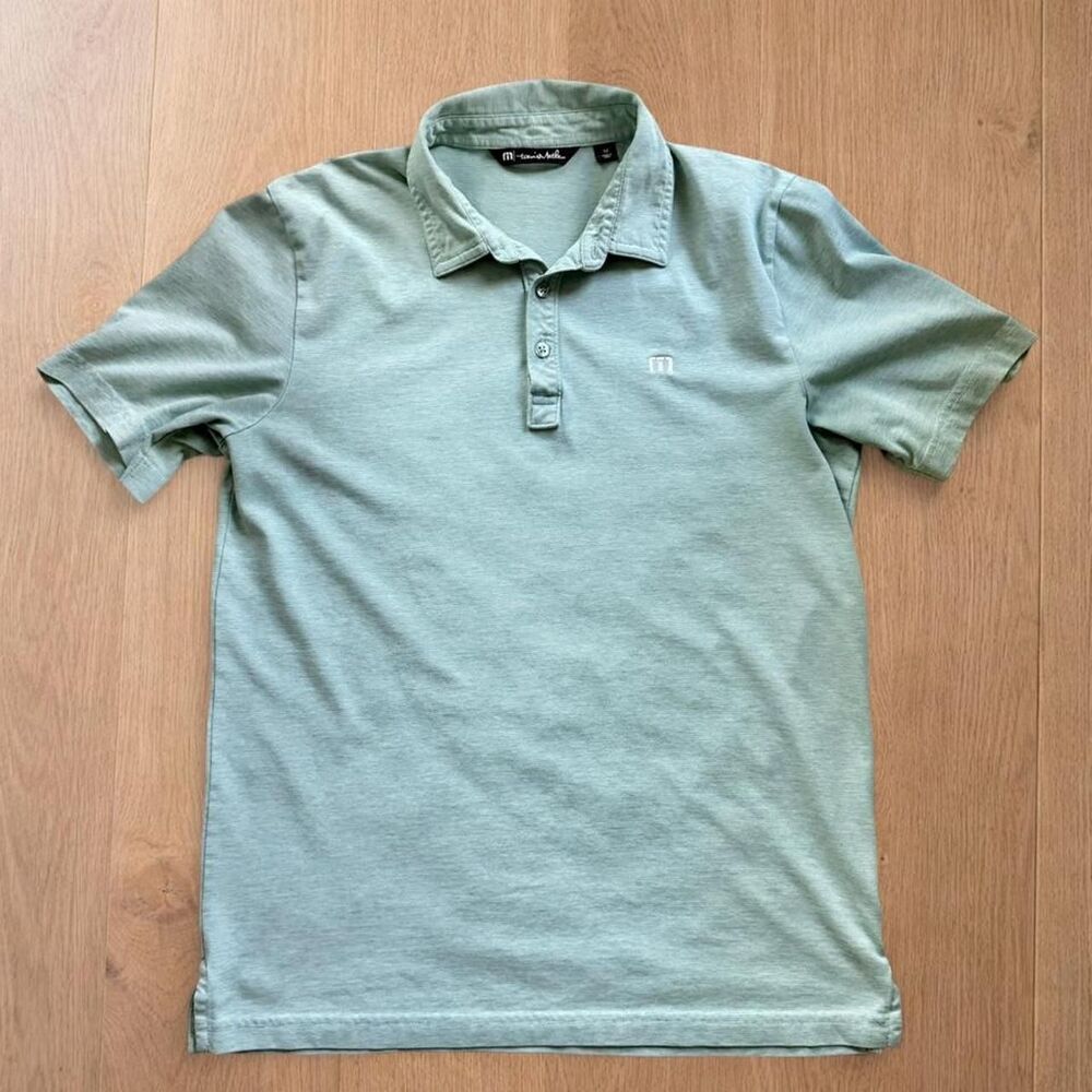 Travis Mathew Polo Shirt Men's Medium Green Pima Cotton Blend Golf Casual
